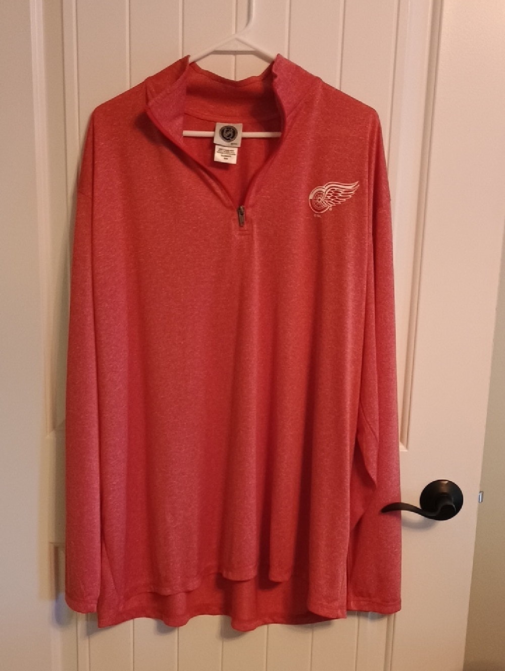 Pre-owned NHL Detroit Red Wings Mens 2XL Heathered Red Quarter Zip Pullover